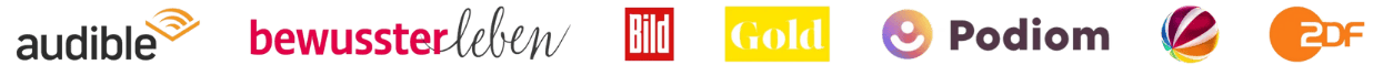 Logos Audible, bewusster leben, Bild, Gold, Podiom, Sat1, ZDF